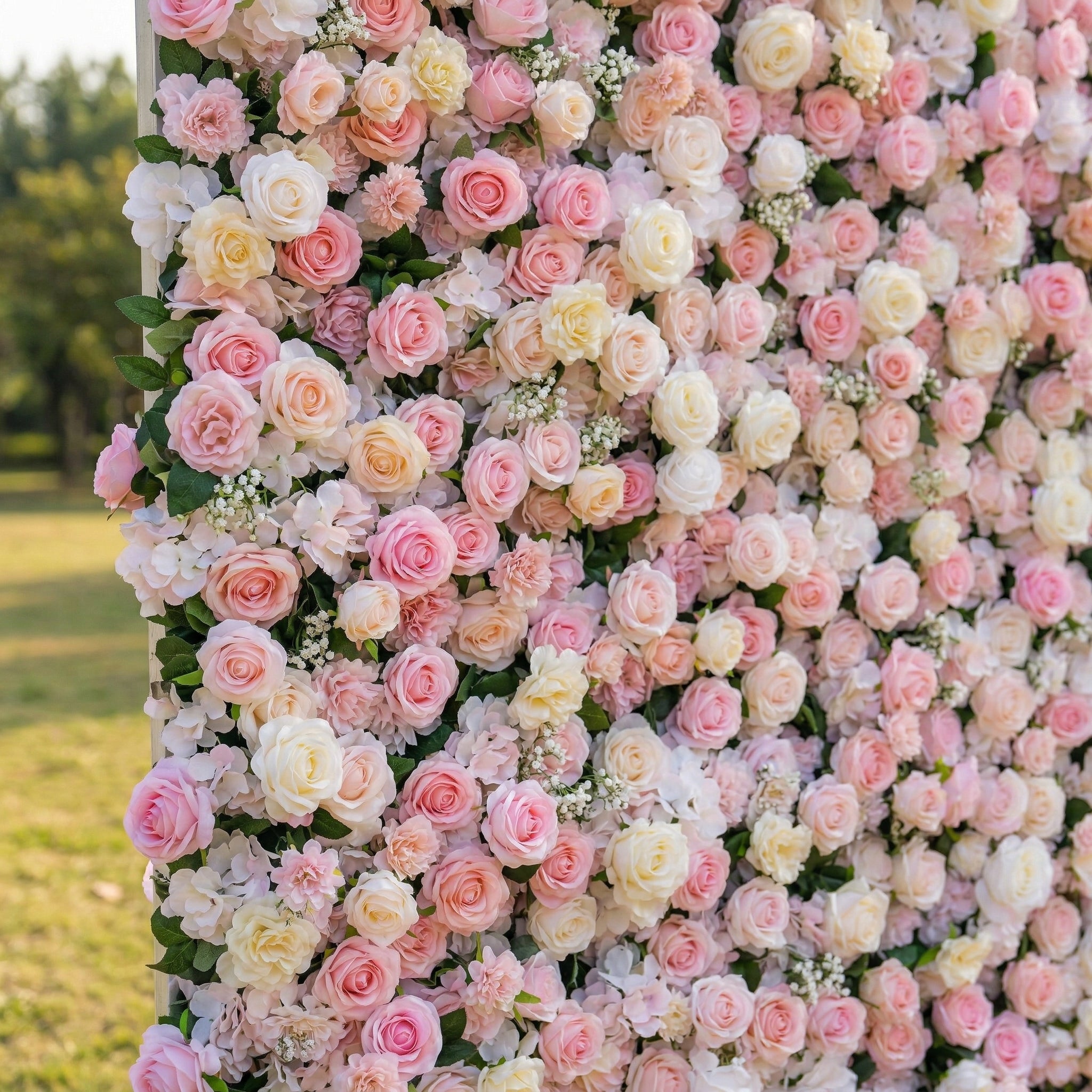 Roslenelle 4D Flower Wall Fabric Artificial Zip Up Curtain Flower Wall For Wedding and Events Decoration
