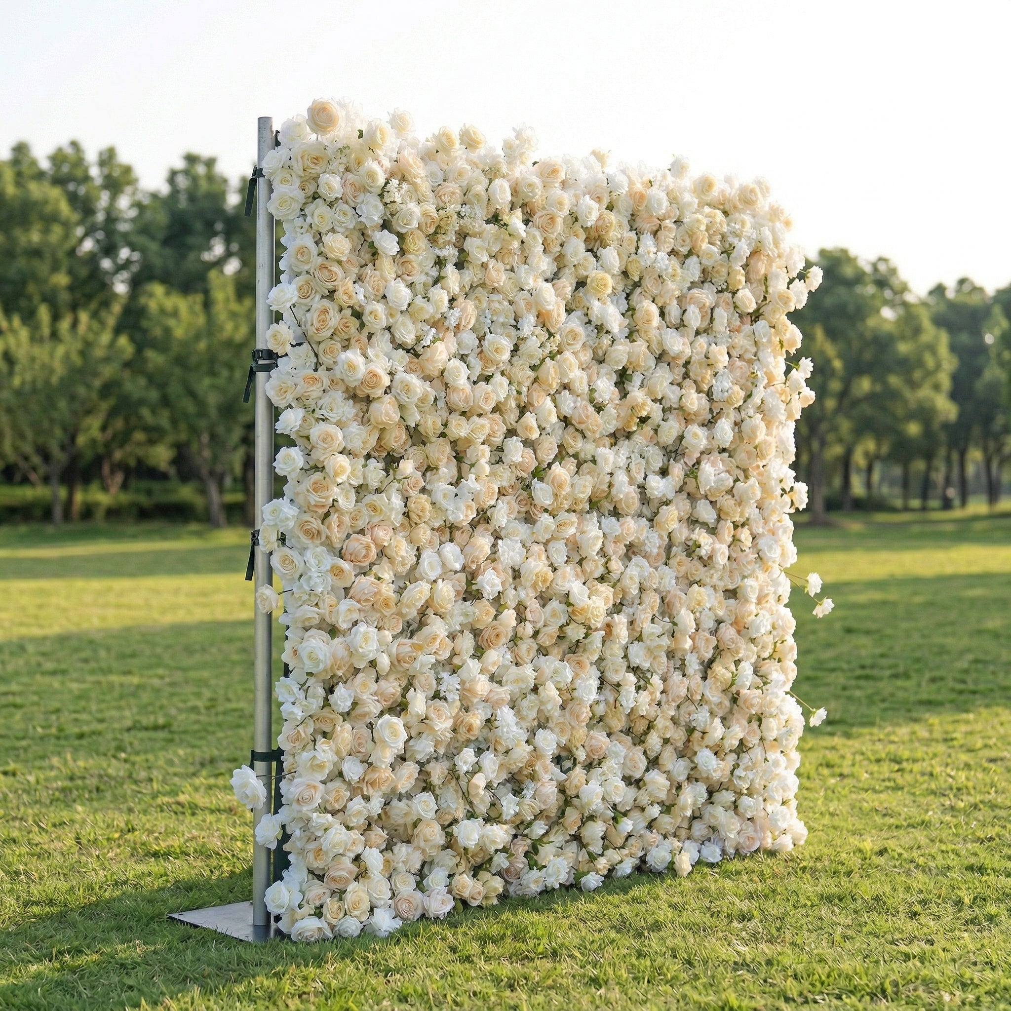 Roslenia 4D Flower Wall Fabric Artificial Zip Up Curtain Flower Wall For Wedding and Events Decoration