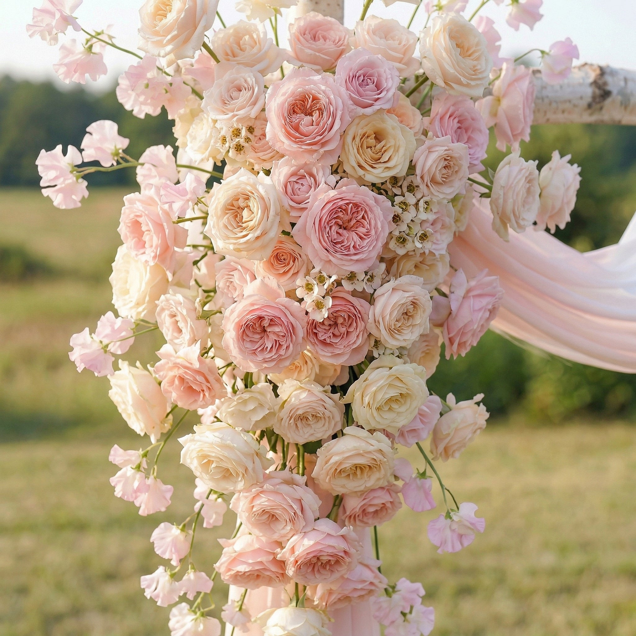 Rowena Pink Rose Swag Set Flowers Kit with Drapes for Wedding Backdrop & Party Decor
