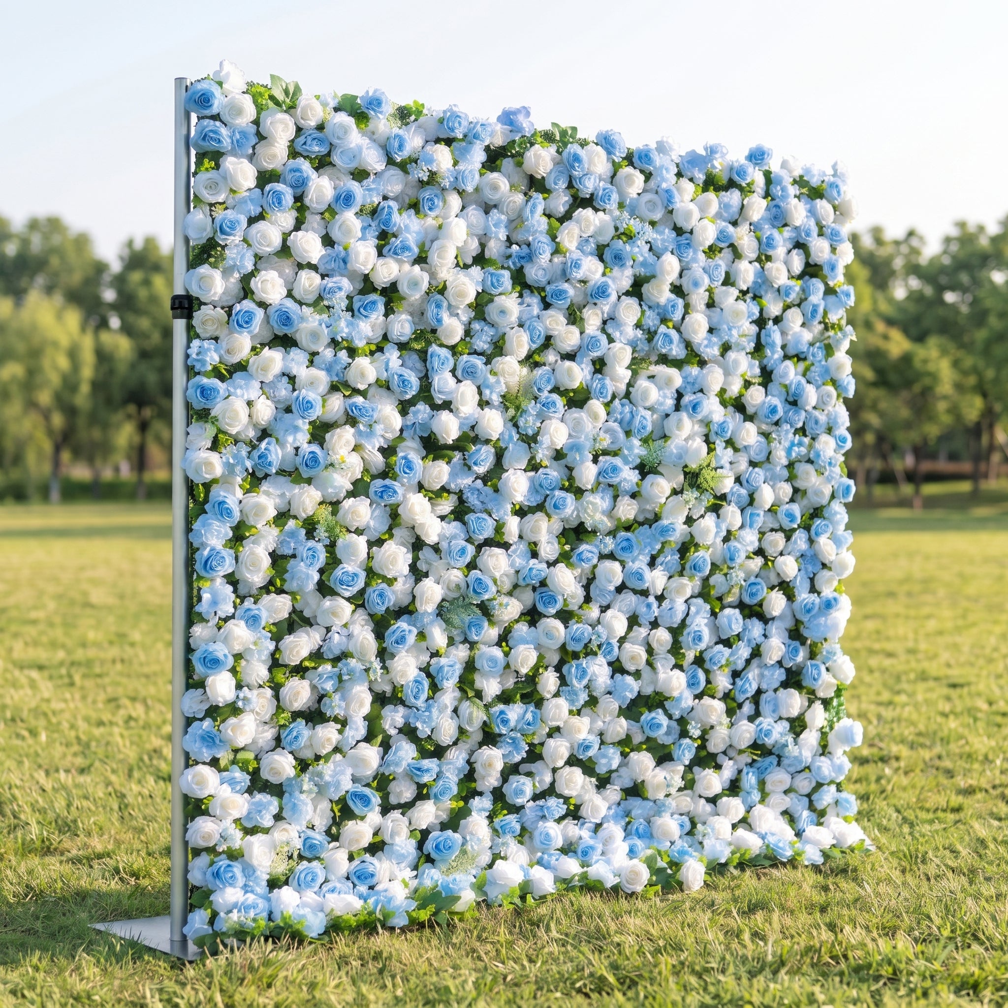 Sabrina 3D Blue Flower Wall Fabric Artificial Zip Up Curtain Flower Wall For Wedding and Events Decoration