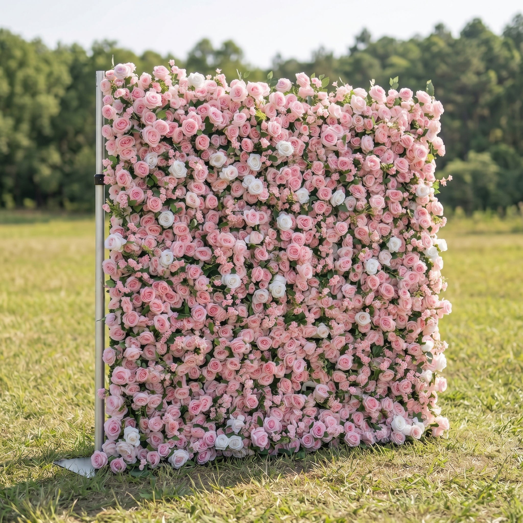 Yvette 3D Pink Rose Flower Wall Fabric Artificial Zip Up Curtain Flower Wall For Wedding and Events Decoration