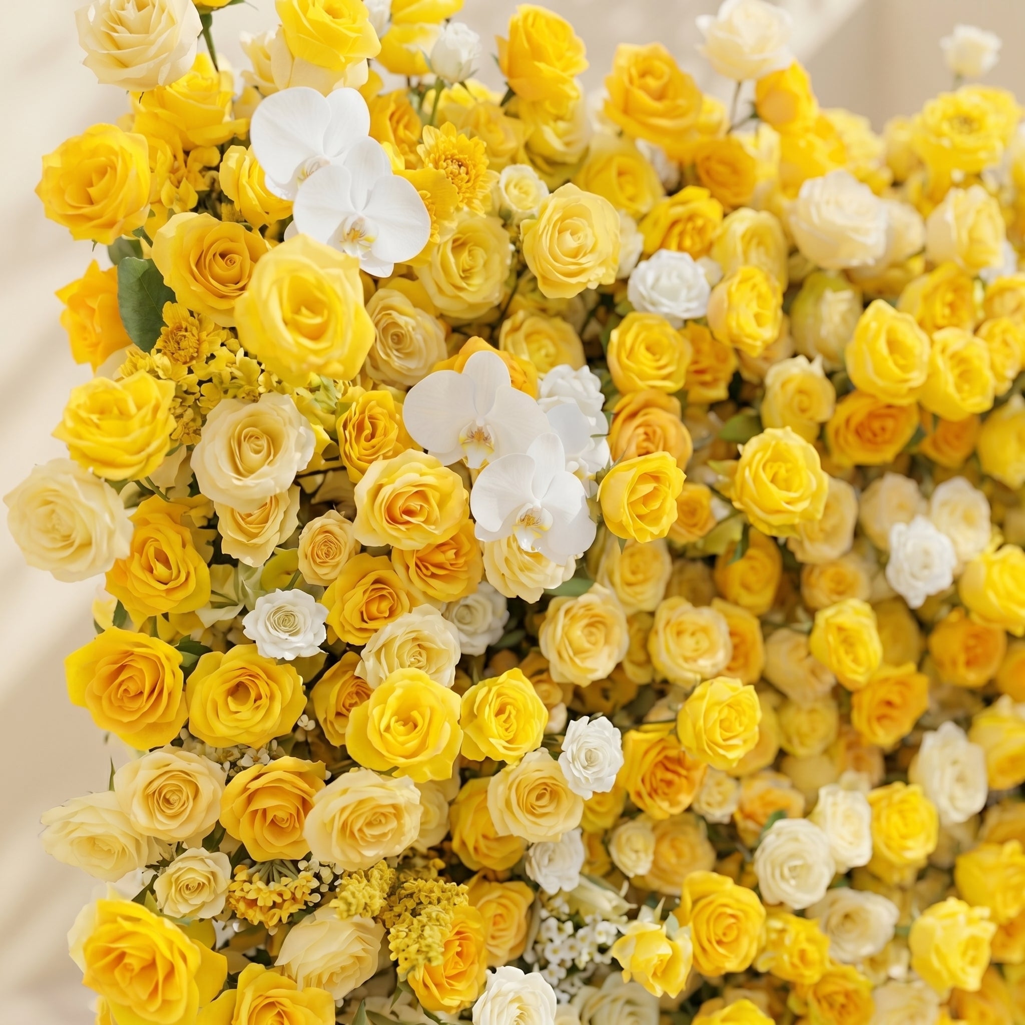 Scent Luxury 4D Lemon Yellow & White Silk Floral Wall Backdrop for Vibrant Summer Events