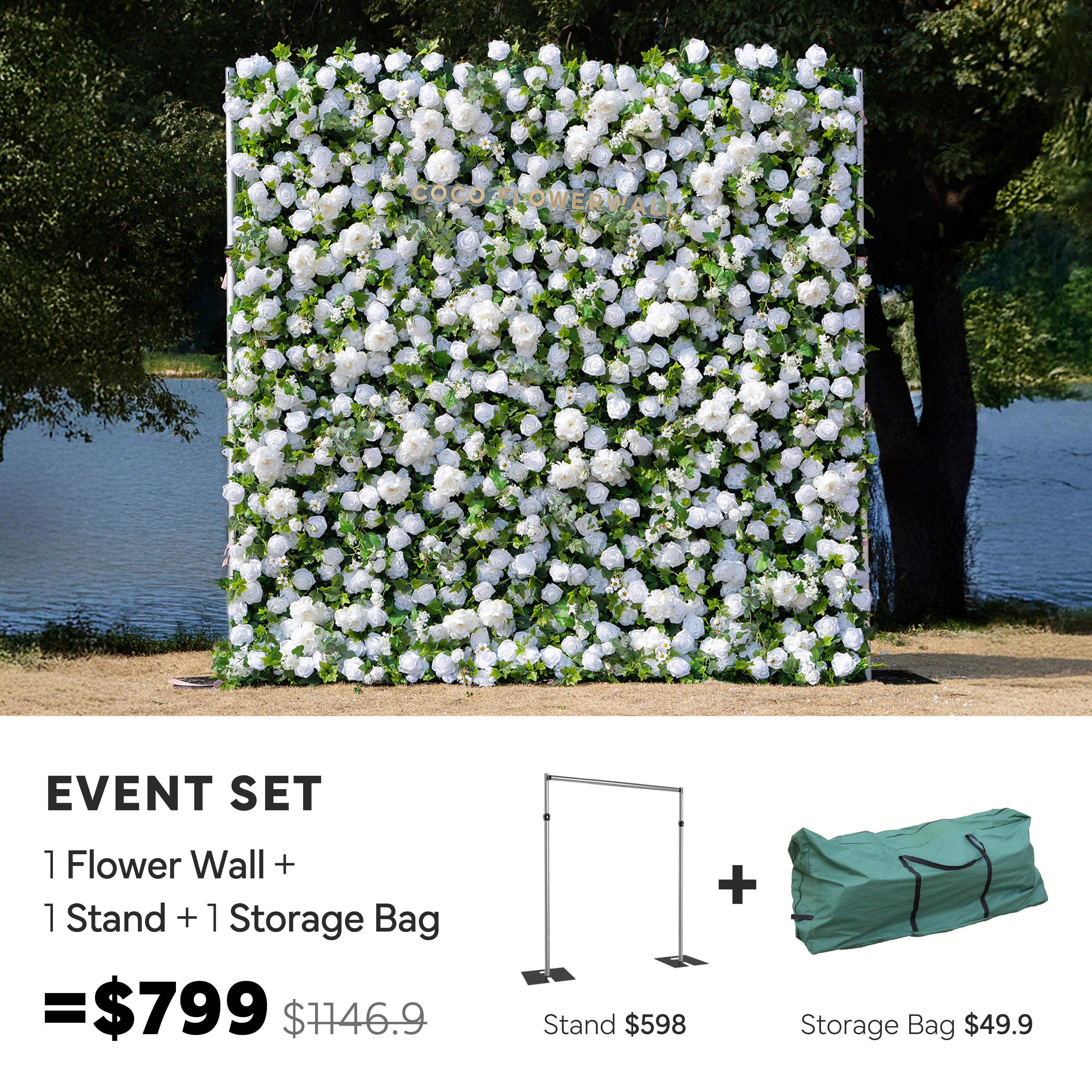 Aurora 3D Artificial Zip Up Flower Wall+Stand+ Storage Bag Event Set