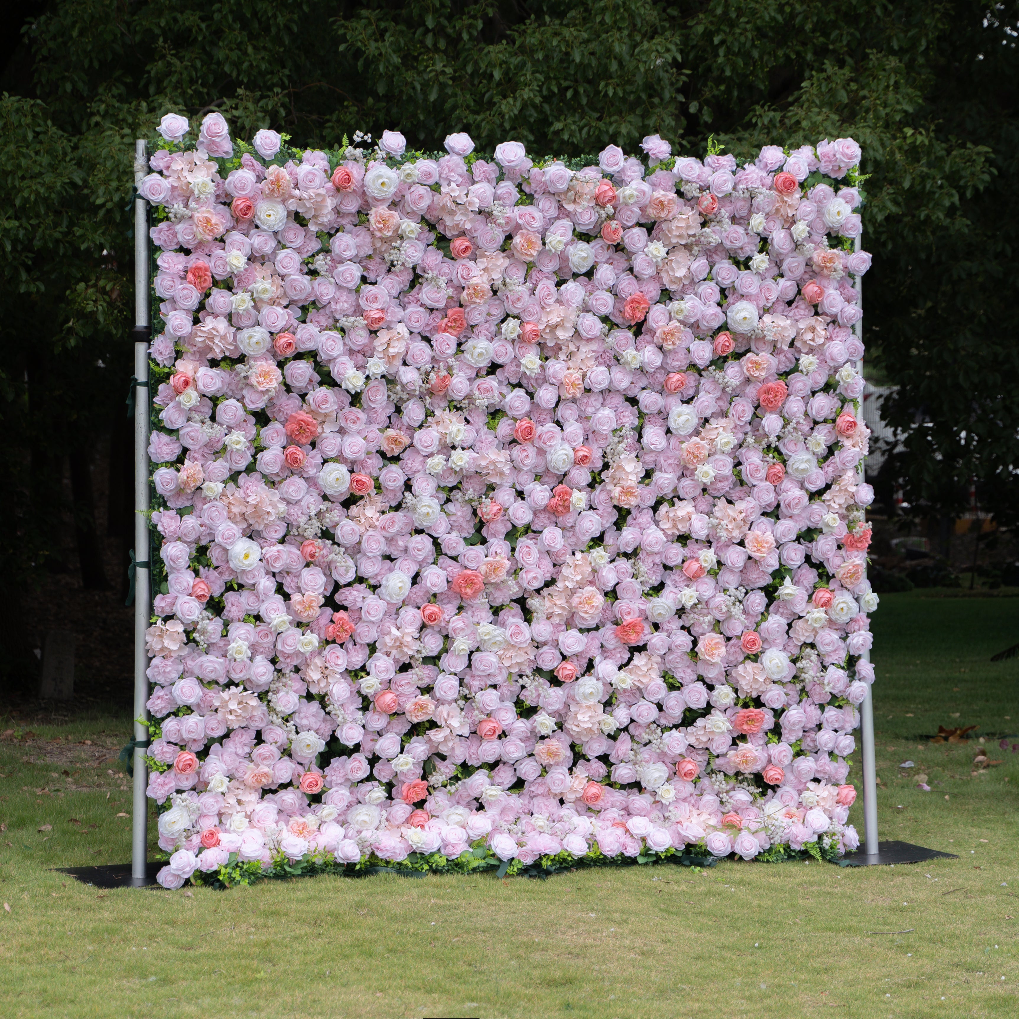 Burlington Pink & Deep Pink Garden Rose Flower Wall Panel – Easy Install Faux Floral Backdrop for Birthday, Graduation & Event Decor