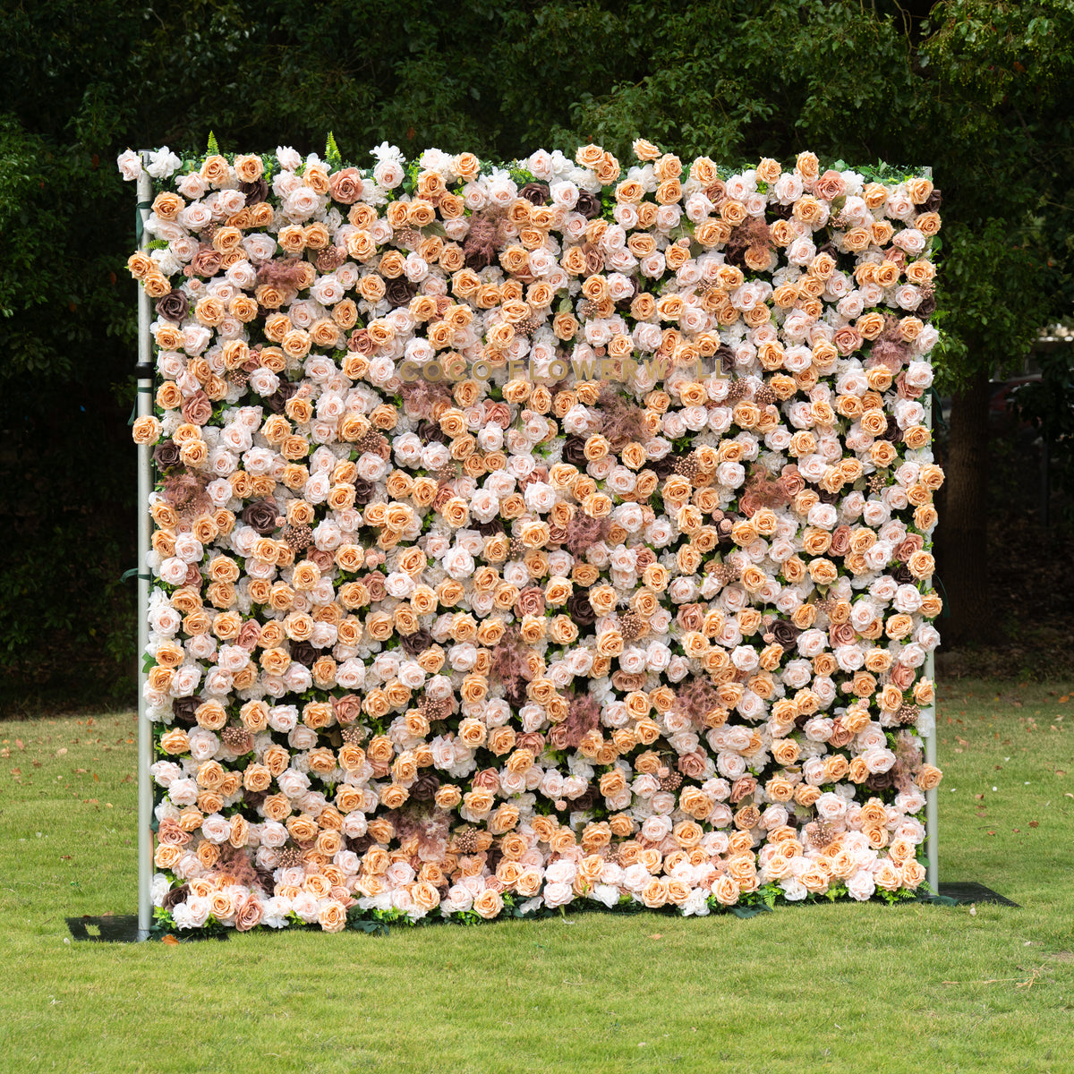 Cappuccino 5D Flower Wall Fabric Artificial Zip Up Curtain Flower Wall For Wedding and Events Decoration