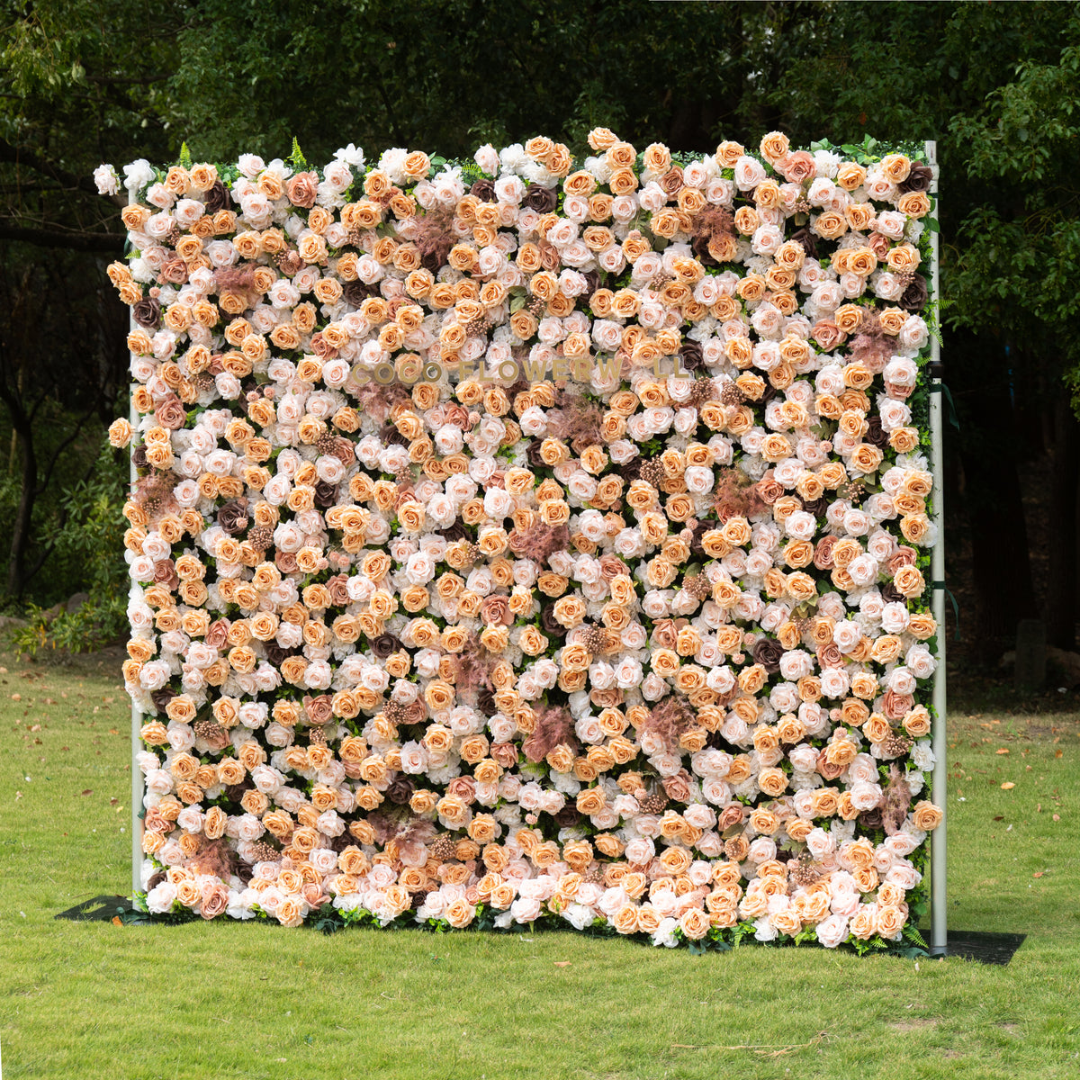 Cappuccino 5D Flower Wall Fabric Artificial Zip Up Curtain Flower Wall For Wedding and Events Decoration