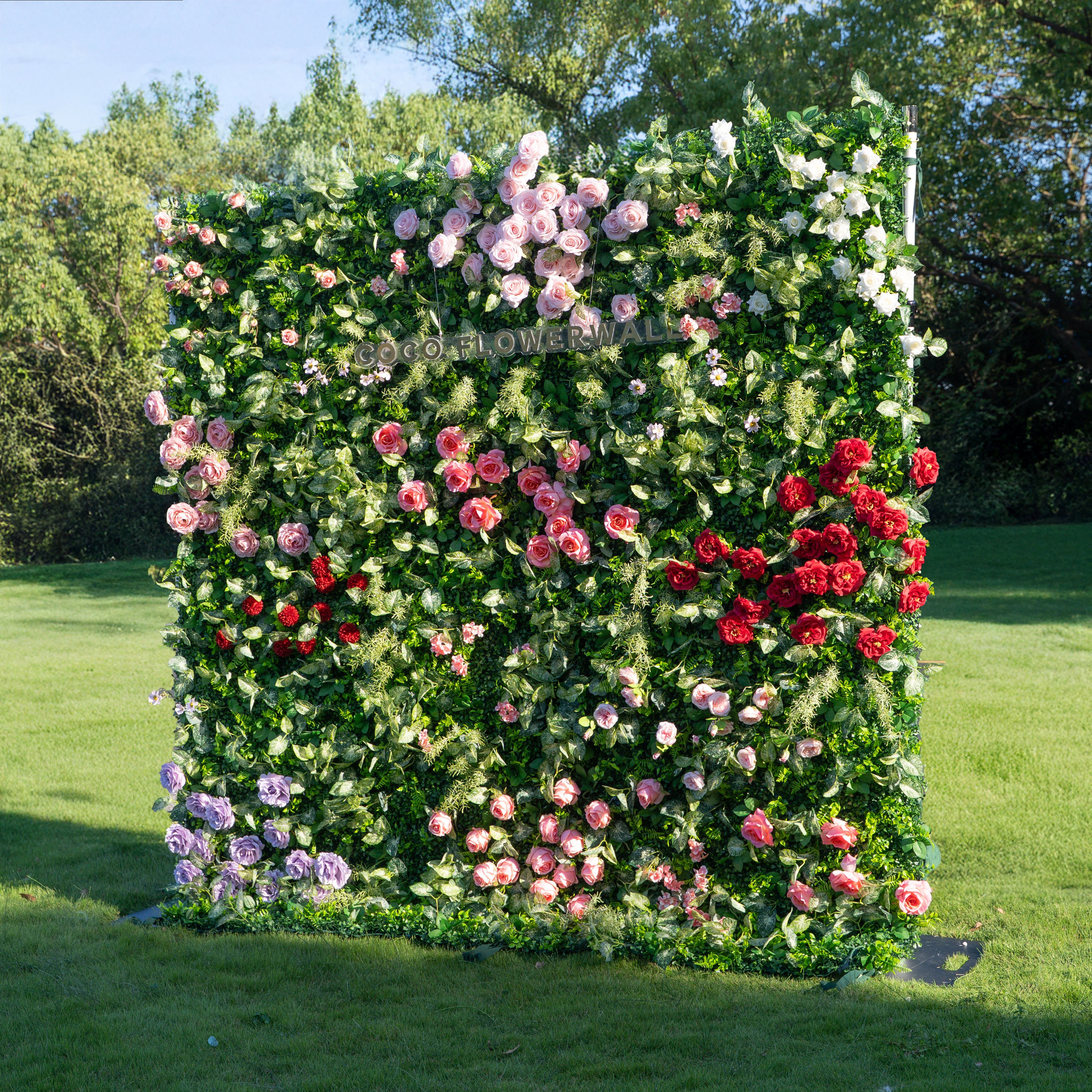 Houma 3D Fabric Backdrop Artificial Flower Wall with Zip-Up Design for Events and Home Decoration