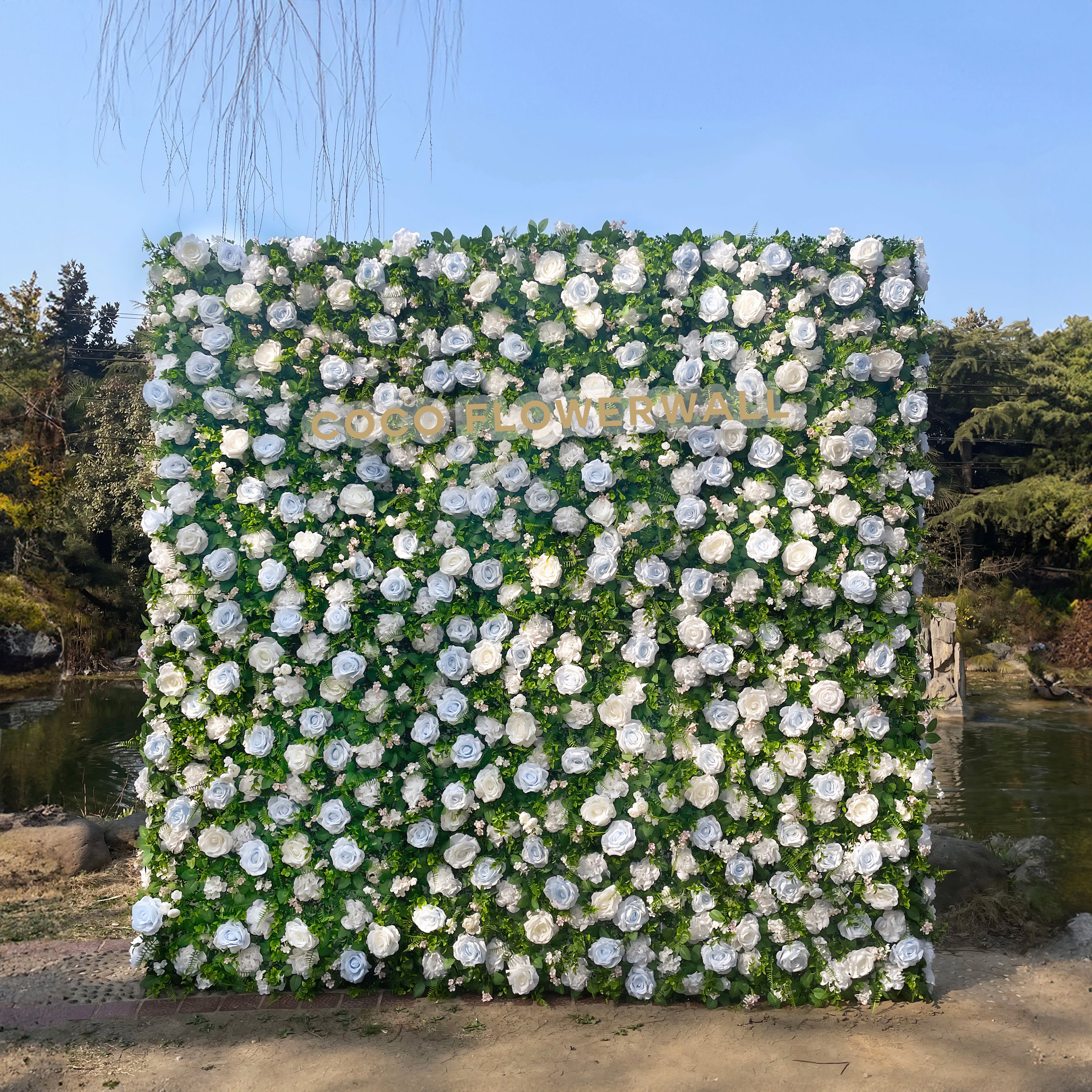 Newport 3D Fabric Artificial Zip Up Curtain Flower Wall For Wedding and Events Decoration