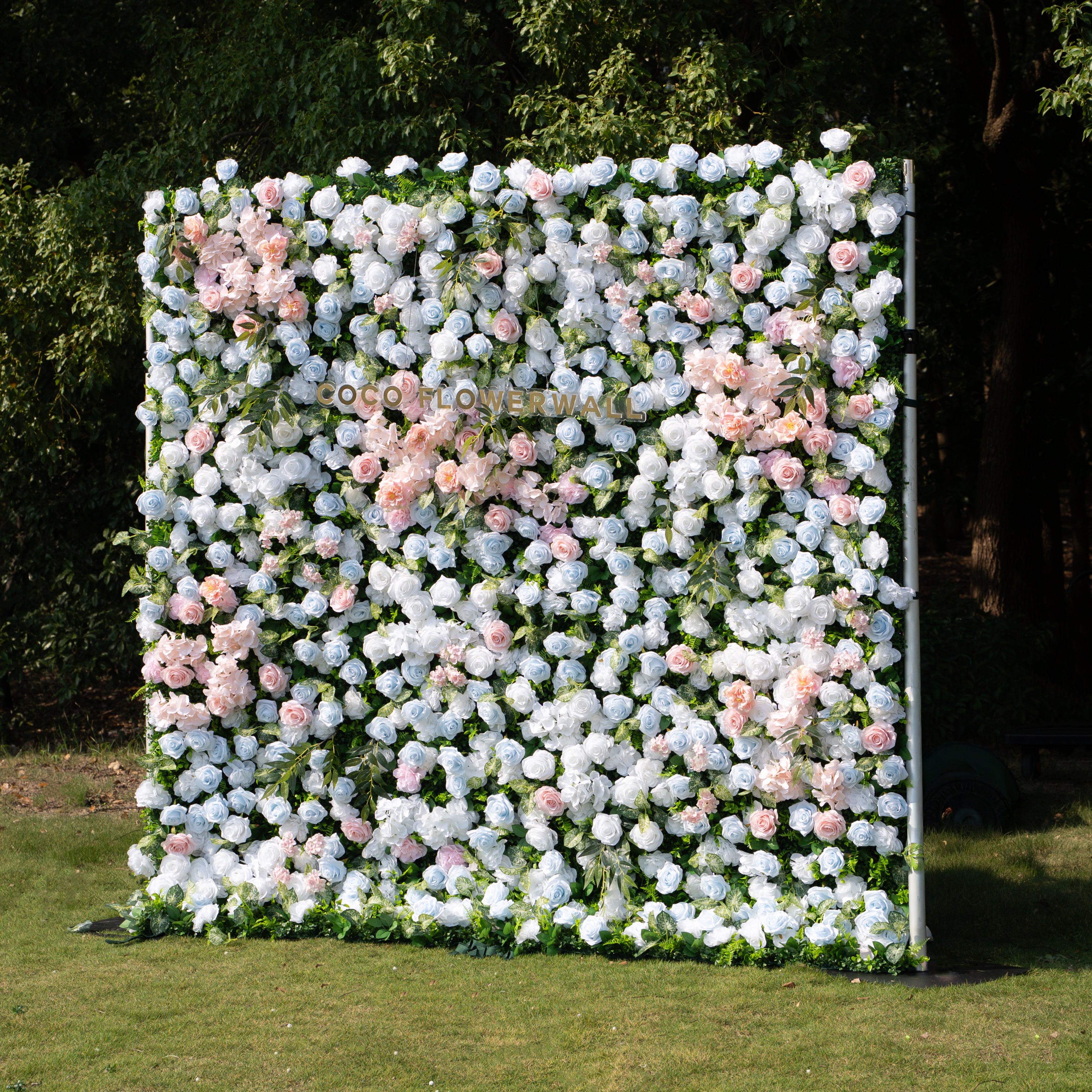 Valley 3D Artificial Flower Wall Backdrop with Zip-Up Curtain for Wedding and Birthday Party