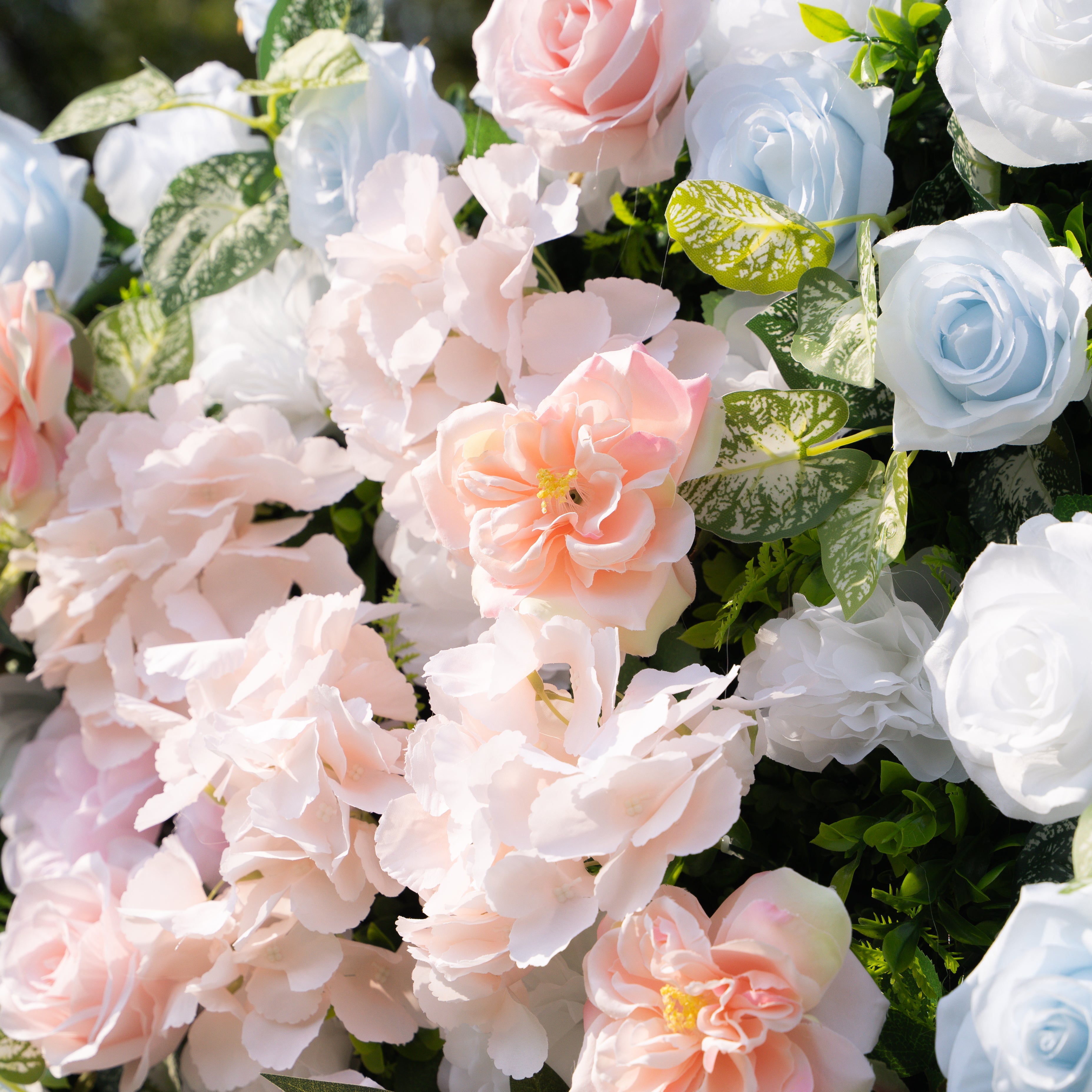 Valley 3D Artificial Flower Wall Backdrop with Zip-Up Curtain for Wedding and Birthday Party
