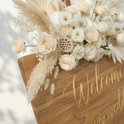 White Artificial Welcome Sign Flowers Wedding Backdrop Garland Supplies