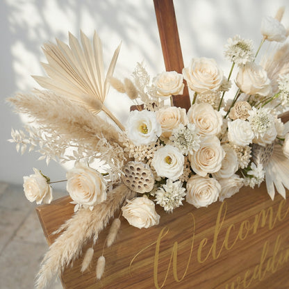 White Artificial Welcome Sign Flowers Wedding Backdrop Garland Supplies