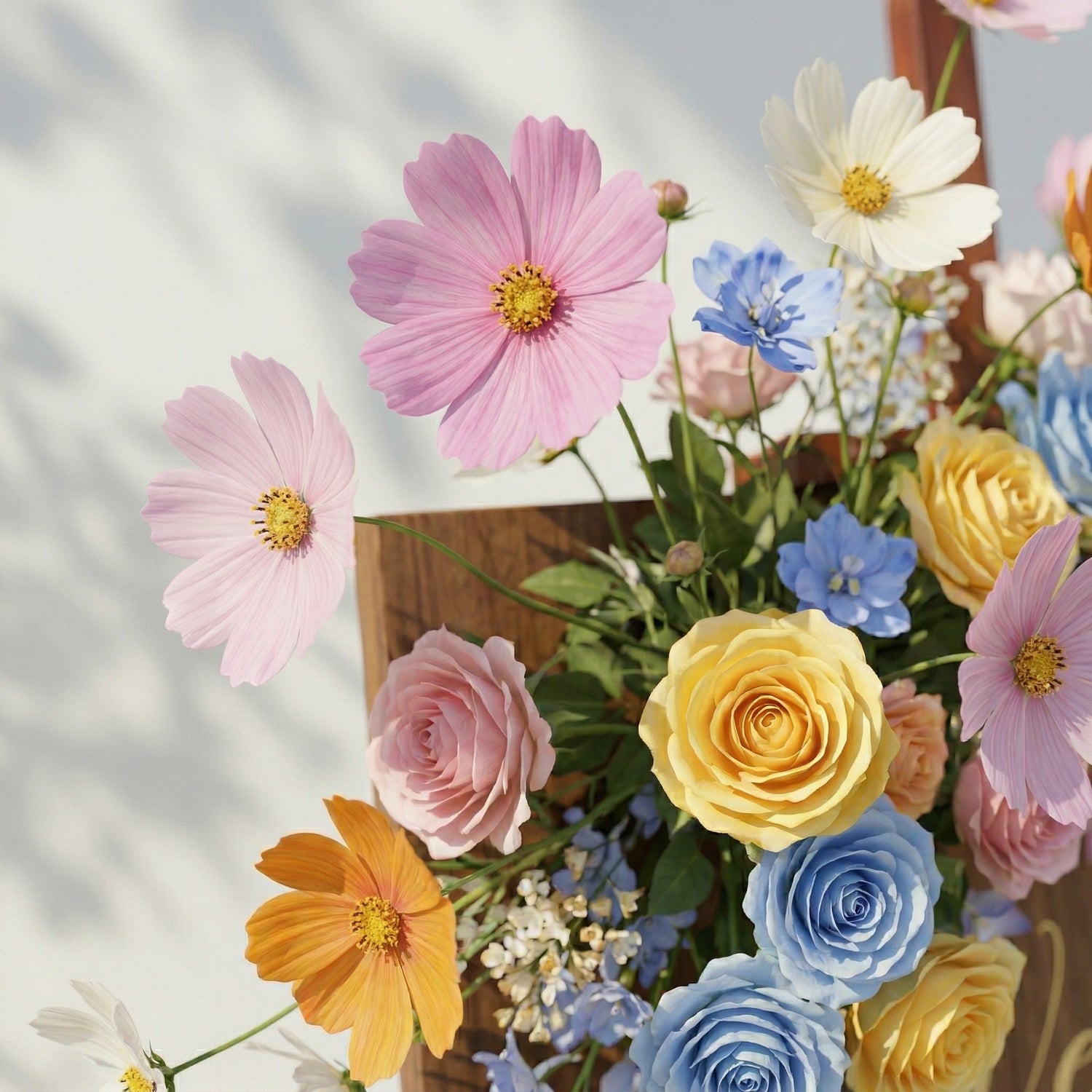 2PCS Pink Yellow Blue Series Welcome Sign Flower Wedding Event Props