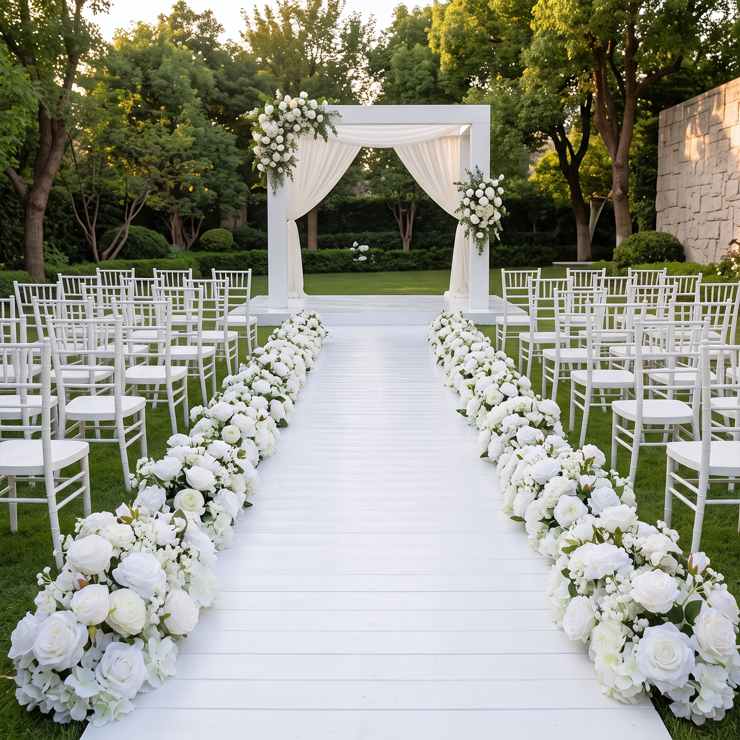 2pcs White Rose Wedding Aisle Flowers,Aisle Flowers for Wedding Ceremony（In US Stock 5-7 Days Delivered）