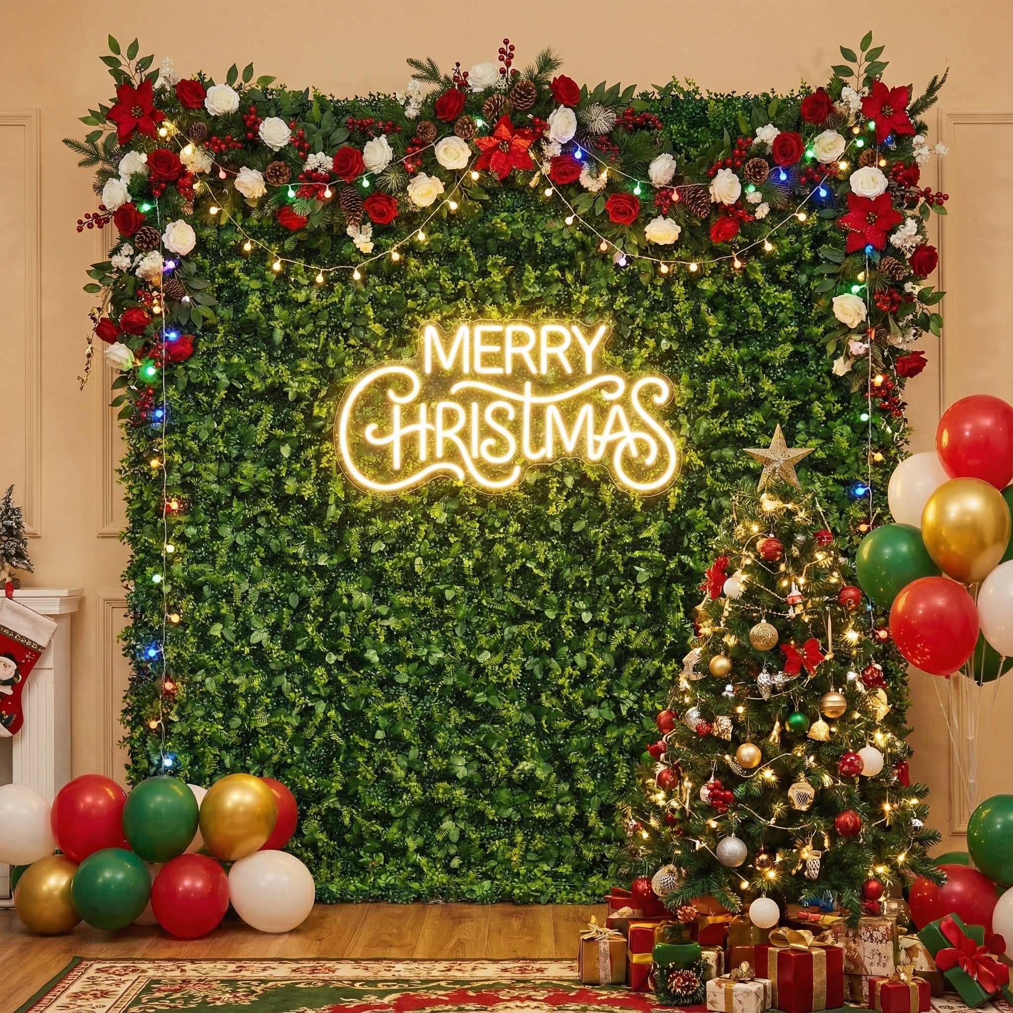 Park 2D Artificial Zip Up Curtain Flower Wall For Wedding & Home