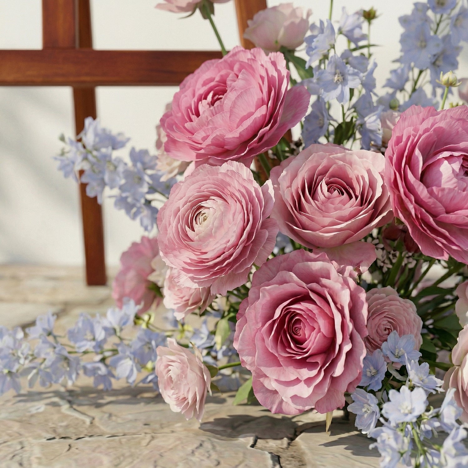 2PCS Chic Pink Blue Series Welcome Sign Flower Wedding Event Props