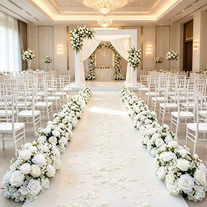 2pcs White Rose Wedding Aisle Flowers,Aisle Flowers for Wedding Ceremony（In US Stock 5-7 Days Delivered）