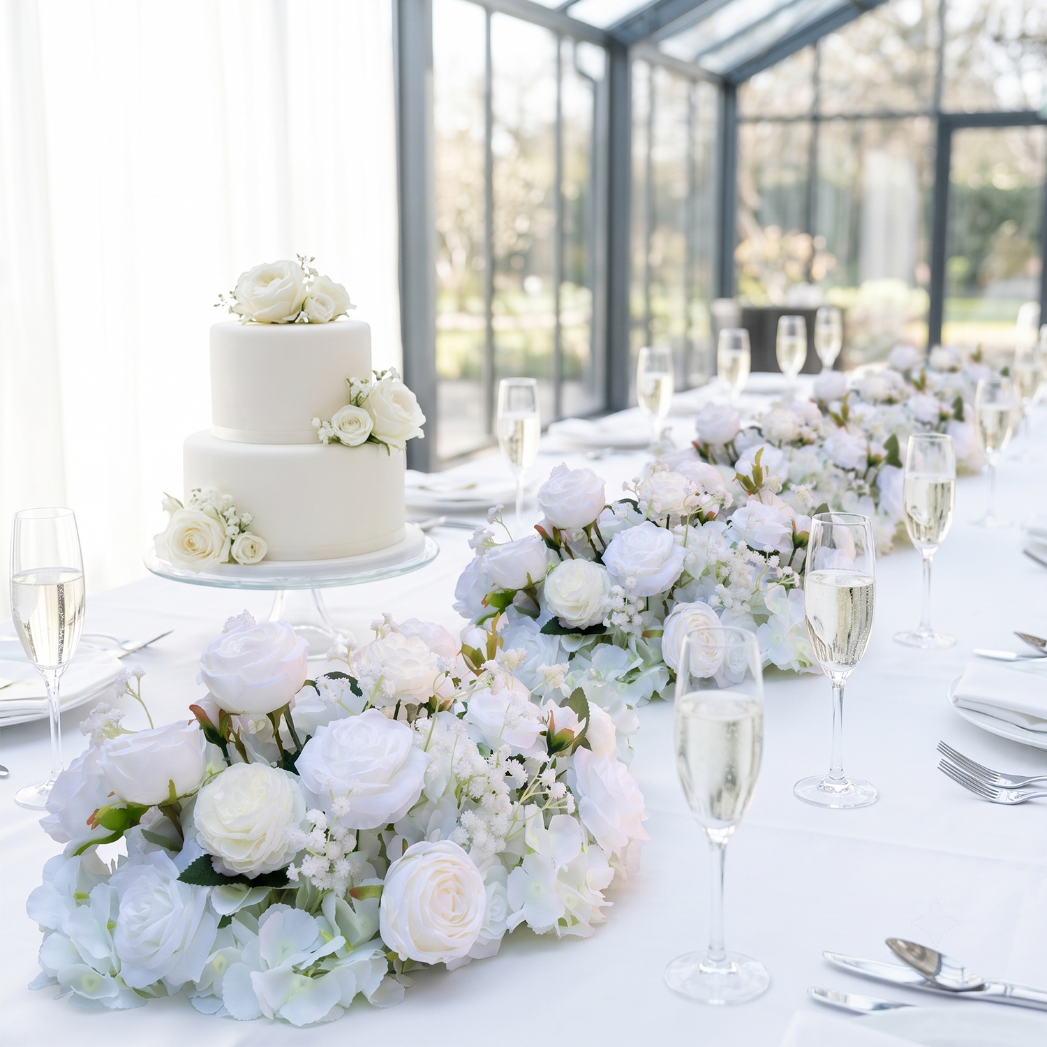 2pcs White Rose Wedding Aisle Flowers,Aisle Flowers for Wedding Ceremony（In US Stock 5-7 Days Delivered）