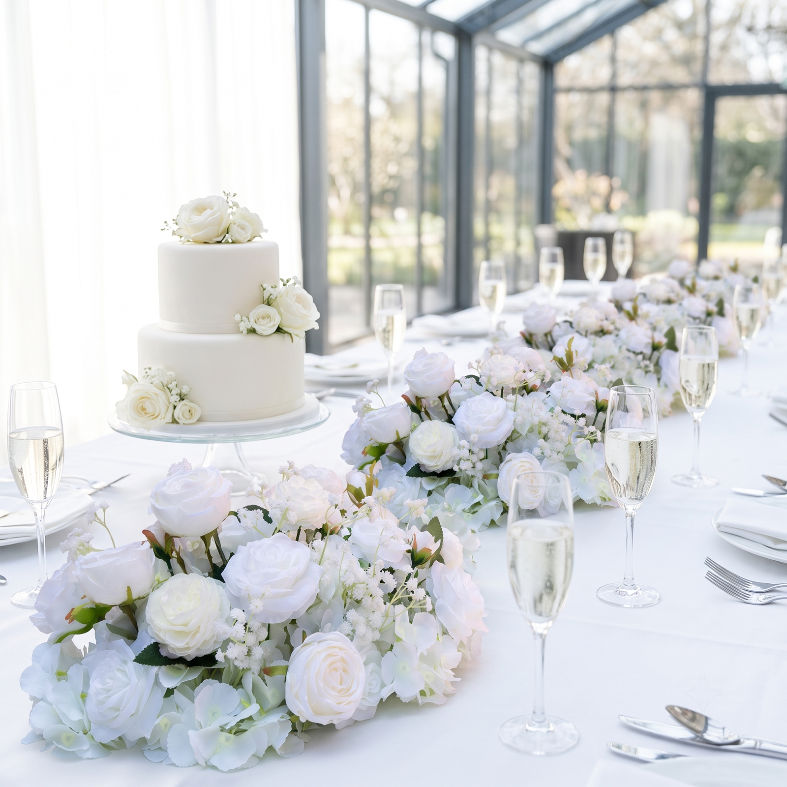 2pcs White Rose Wedding Aisle Flowers,Aisle Flowers for Wedding Ceremony（In US Stock 5-7 Days Delivered）