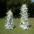 Alba green and white floral pillar wedding arch, front view