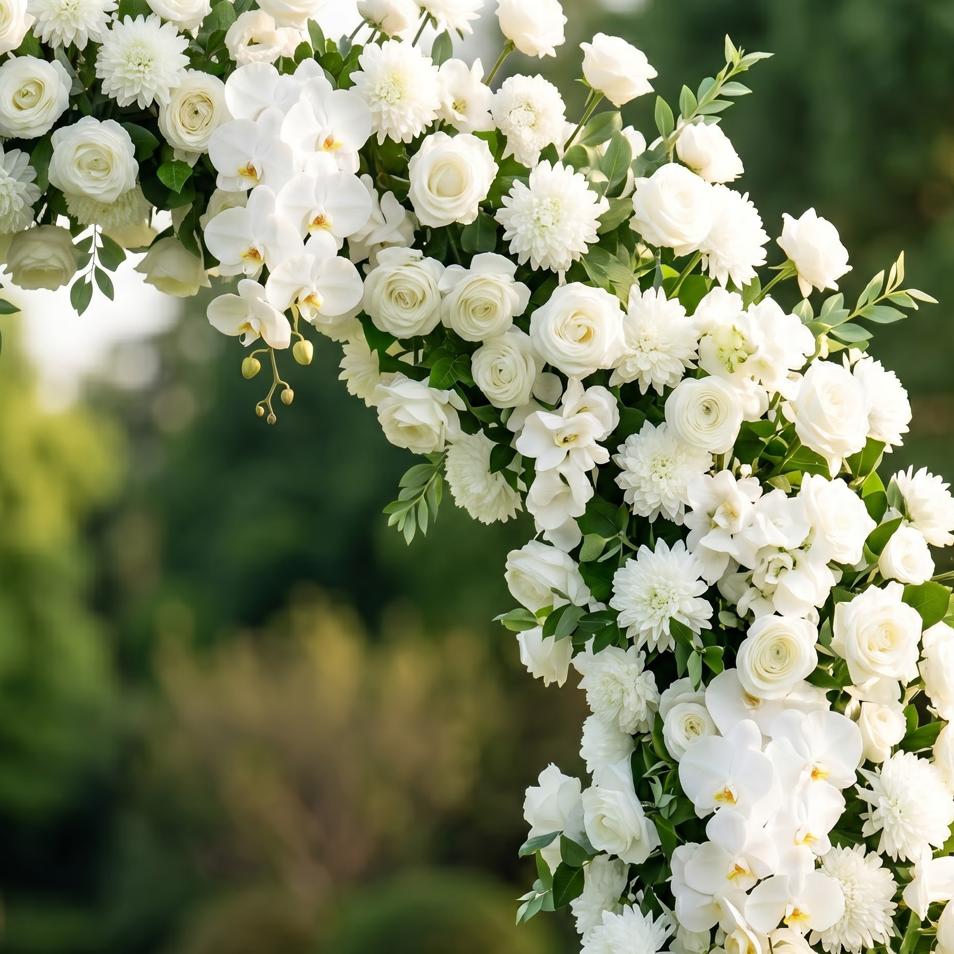Amelen White and Green flower arch Wedding Party Event Background Floral Arch Decoration