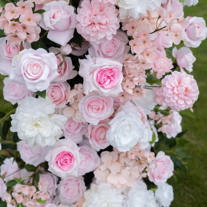 Amora Pink &amp; White Artificial Flower Pillar Wedding Arch KT Board Decor Floral Arrangement