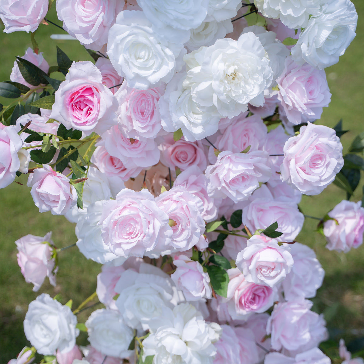 Amora Pink &amp; White Artificial Flower Pillar Wedding Arch KT Board Decor Floral Arrangement