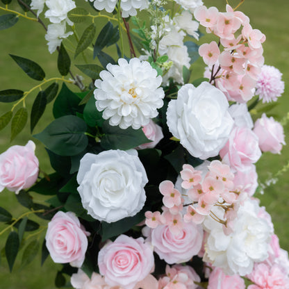 Amora Pink &amp; White Artificial Flower Pillar Wedding Arch KT Board Decor Floral Arrangement