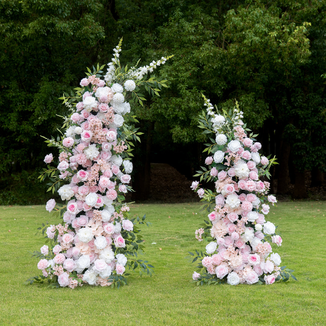 Amora Pink &amp; White Artificial Flower Pillar Wedding Arch KT Board Decor Floral Arrangement