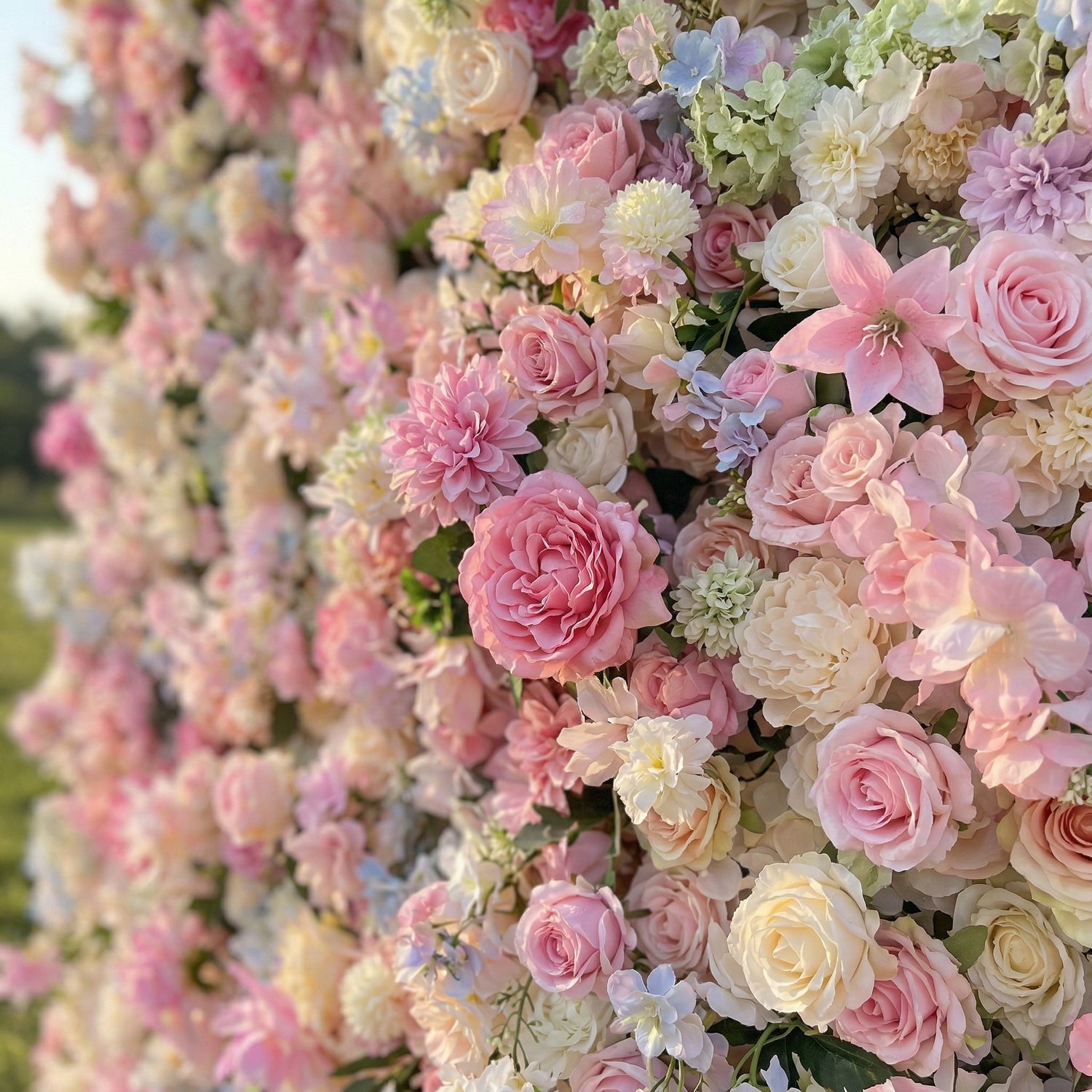 Arielia 5D Fabric Artificial Zip Up Curtain Colorful Flower Wall For Wedding and Events