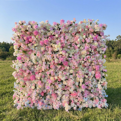 Arielia 5D Fabric Artificial Zip Up Curtain Colorful Flower Wall For Wedding and Events