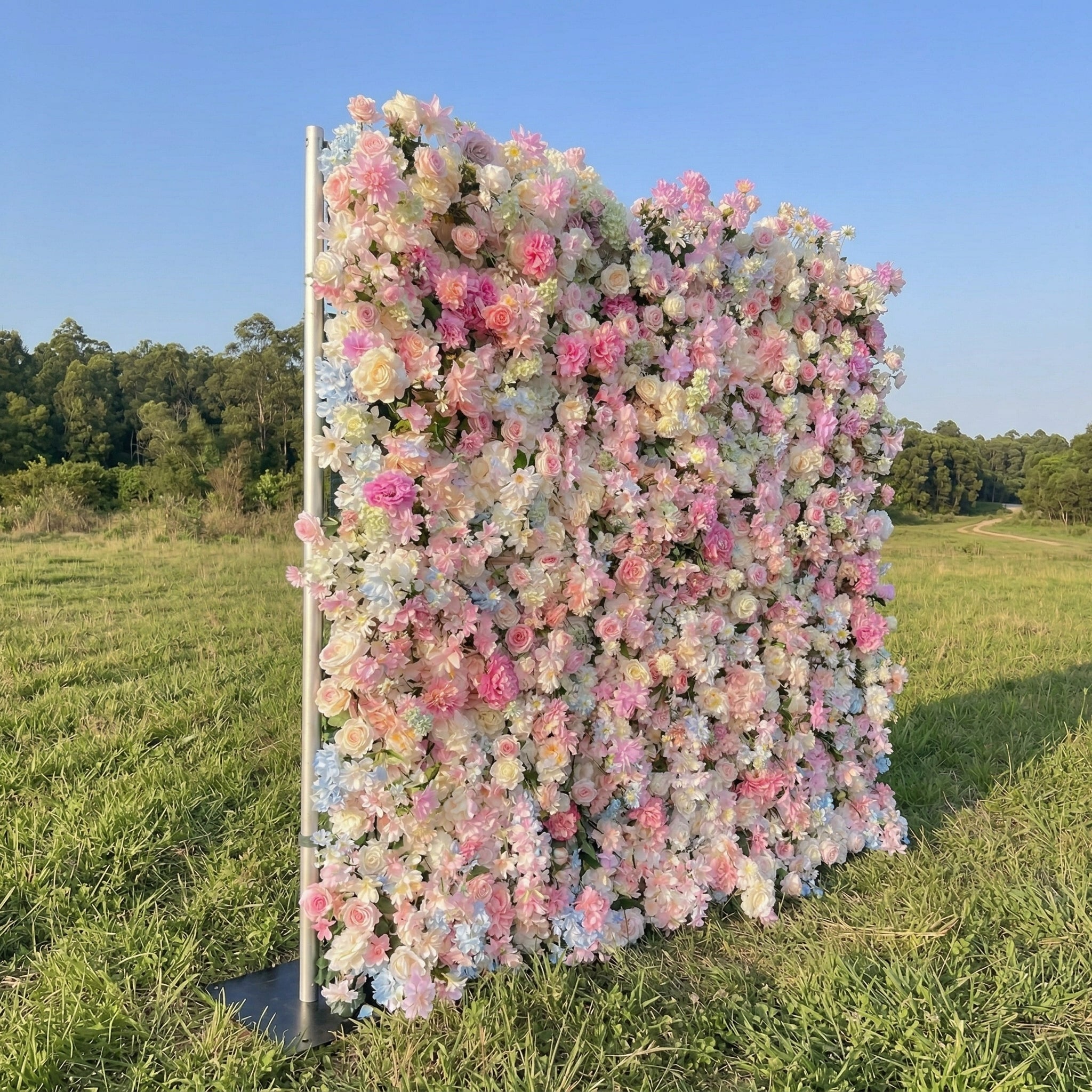 Arielia 5D Fabric Artificial Zip Up Curtain Colorful Flower Wall For Wedding and Events