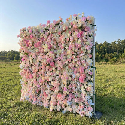 Arielia 5D Fabric Artificial Zip Up Curtain Colorful Flower Wall For Wedding and Events