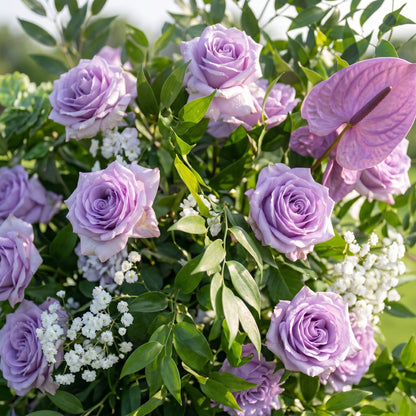 Arora 3D Purple Artificial Flower Pillar Wedding Backdrop Arch KT Board Decor Floral Arrangement Without Stand