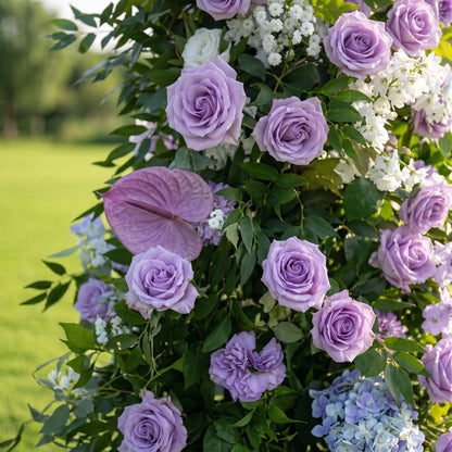 Arora 3D Purple Artificial Flower Pillar Wedding Backdrop Arch KT Board Decor Floral Arrangement Without Stand
