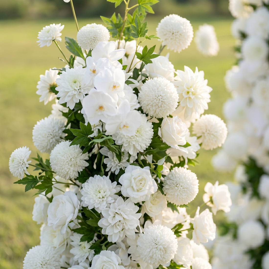 Aster 3D White Artificial Flower Pillar Wedding Backdrop Arch KT Board Decor Floral Arrangement