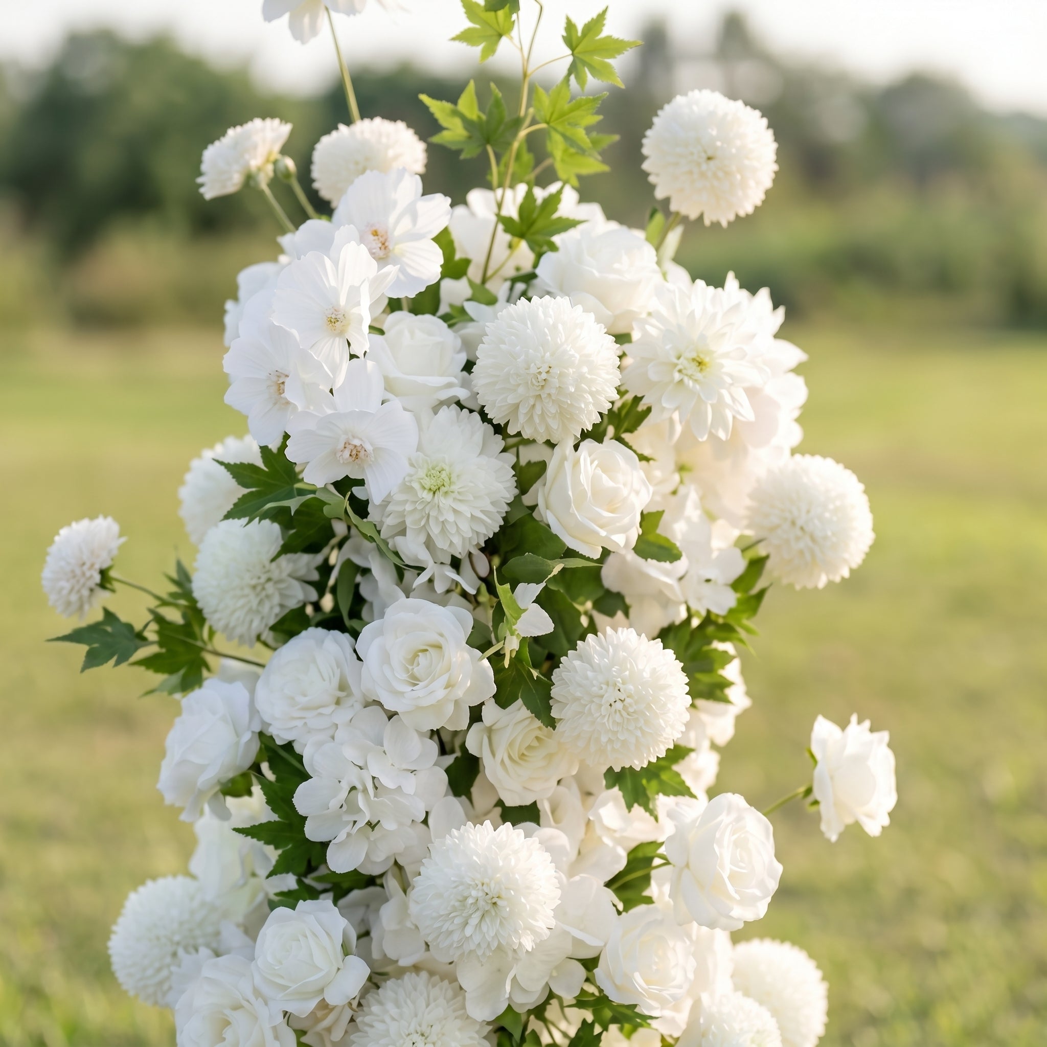Aster 3D White Artificial Flower Pillar Wedding Backdrop Arch KT Board Decor Floral Arrangement