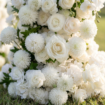 Aster 3D White Artificial Flower Pillar Wedding Backdrop Arch KT Board Decor Floral Arrangement