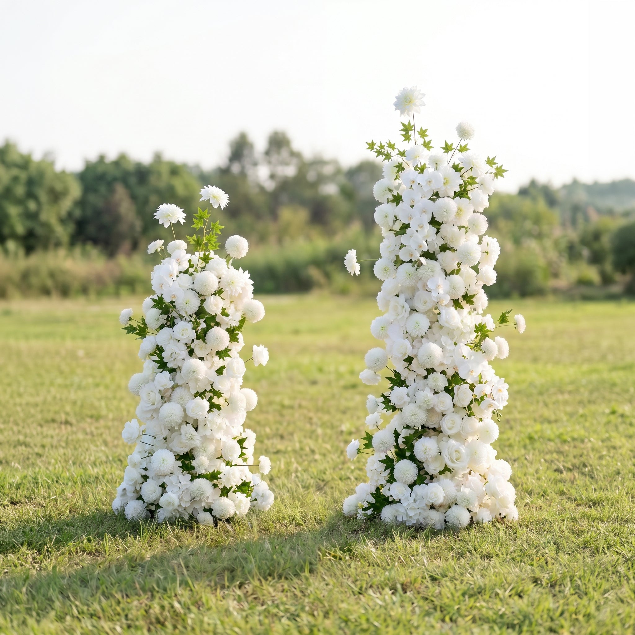 Aster 3D White Artificial Flower Pillar Wedding Backdrop Arch KT Board Decor Floral Arrangement
