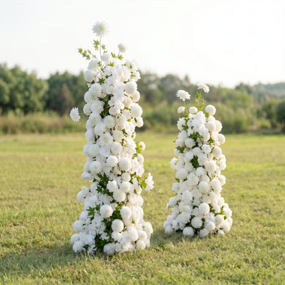 Aster 3D White Artificial Flower Pillar Wedding Backdrop Arch KT Board Decor Floral Arrangement