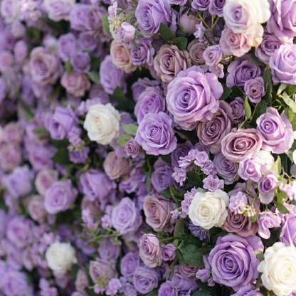 Bellora 3D Purple Rose Flower Wall Fabric Artificial Zip Up Curtain Flower Wall For Wedding and Events Decoration