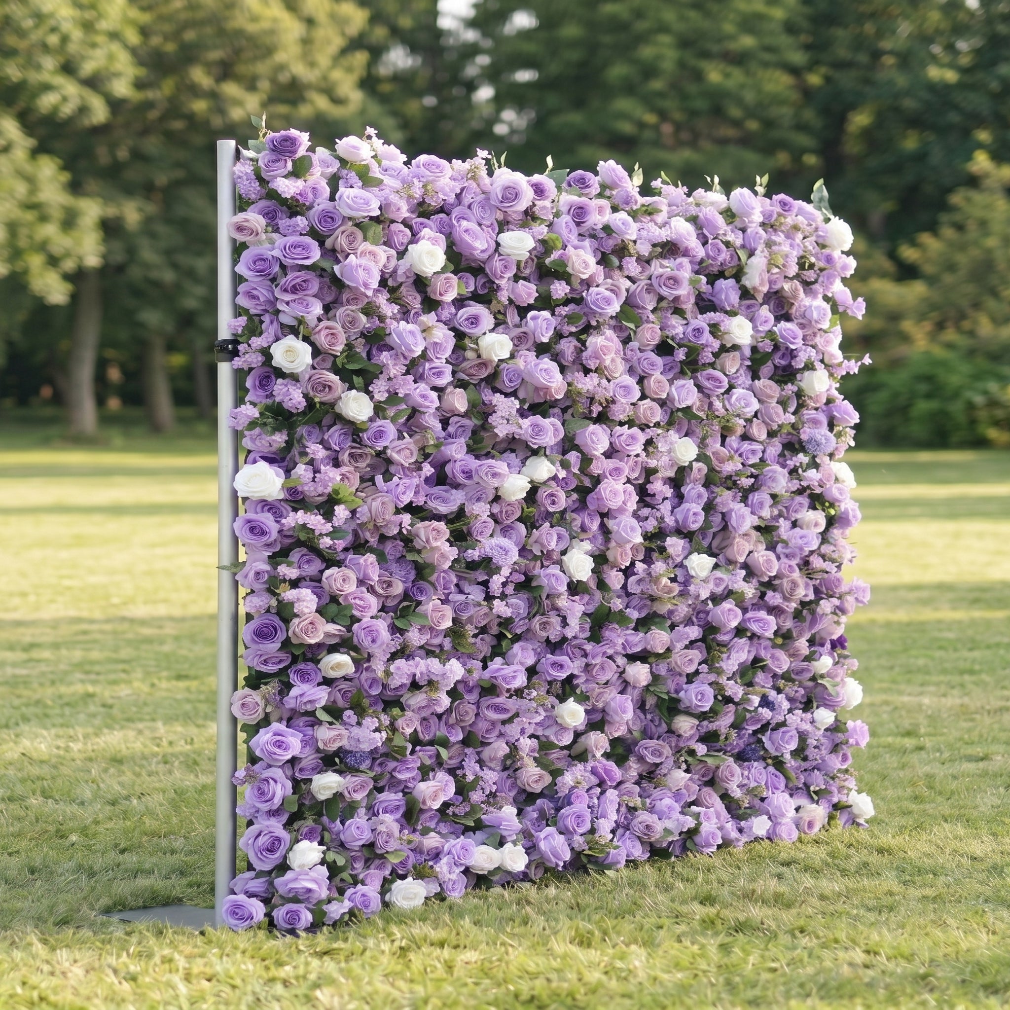 Bellora 3D Purple Rose Flower Wall Fabric Artificial Zip Up Curtain Flower Wall For Wedding and Events Decoration