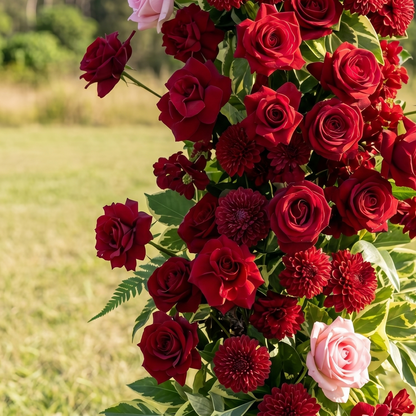 Berry 3D Red Artificial Flower Pillar Wedding Backdrop Arch KT Board Decor Floral Arrangement