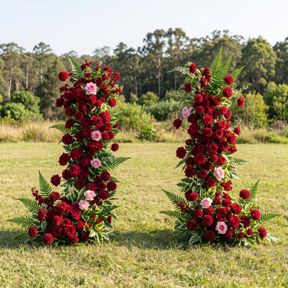 Berry 3D Red Artificial Flower Pillar Wedding Backdrop Arch KT Board Decor Floral Arrangement