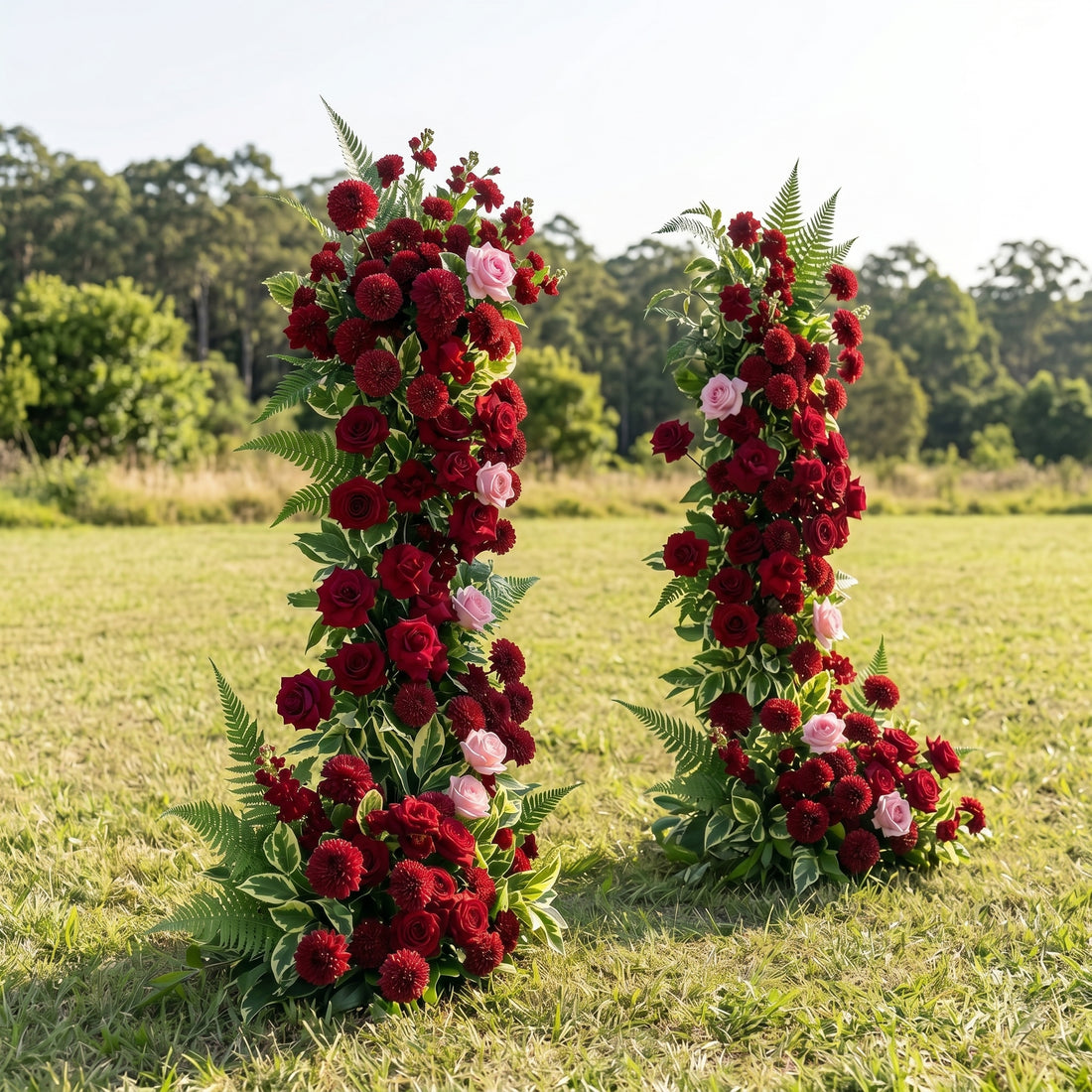 Berry 3D Red Artificial Flower Pillar Wedding Backdrop Arch KT Board Decor Floral Arrangement