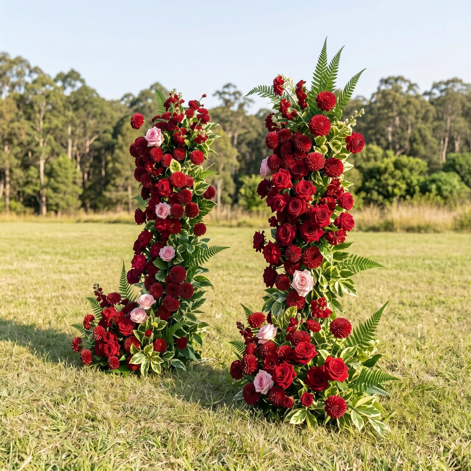 Berry 3D Red Artificial Flower Pillar Wedding Backdrop Arch KT Board Decor Floral Arrangement