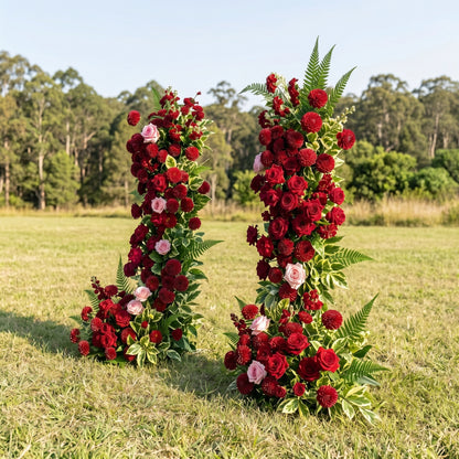 Berry 3D Red Artificial Flower Pillar Wedding Backdrop Arch KT Board Decor Floral Arrangement