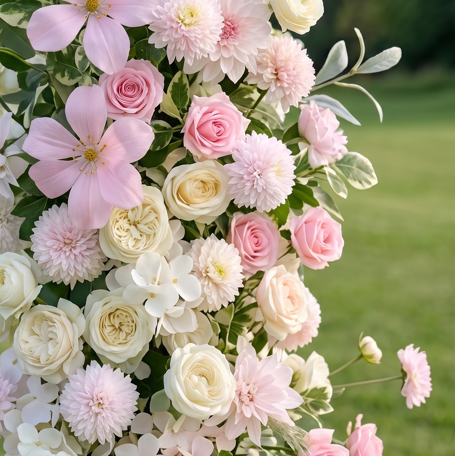 Birch 3D Pink Artificial Flower Pillar Wedding Backdrop Arch KT Board Decor Floral Arrangement