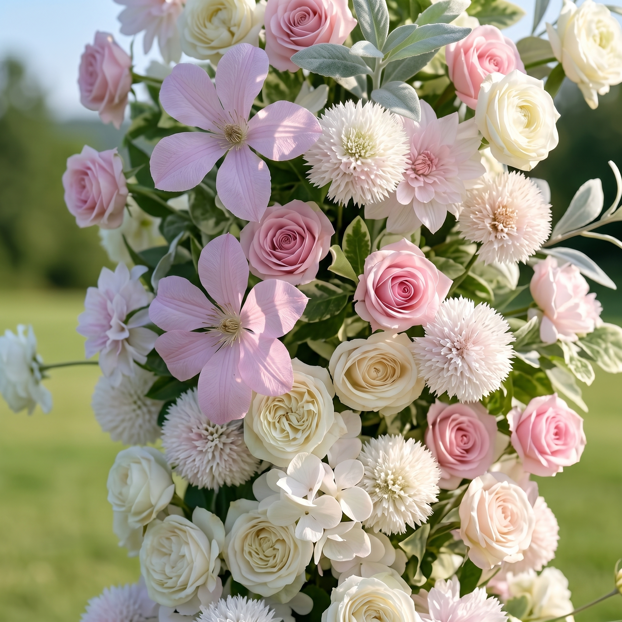 Birch 3D Pink Artificial Flower Pillar Wedding Backdrop Arch KT Board Decor Floral Arrangement