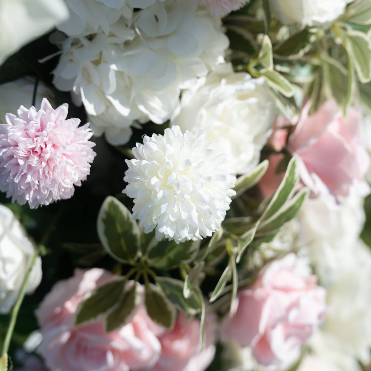 Birch Pink 3D Floral Pillar Wedding Arch, flower detail